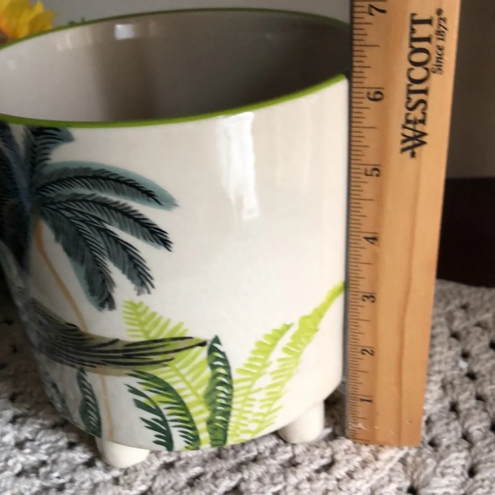 Decorative Green Peacock Ceramic Footed Planter Pot